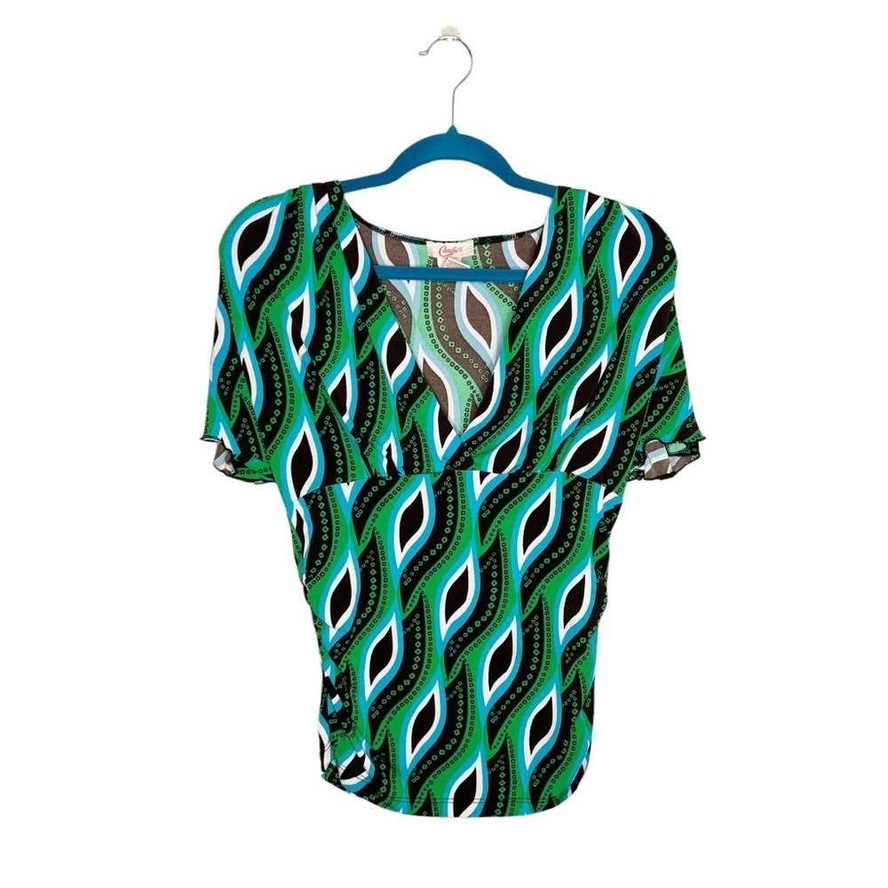 Y2K Candie’s Empire Waist Flutter Sleeve Ruched Sides Blouse